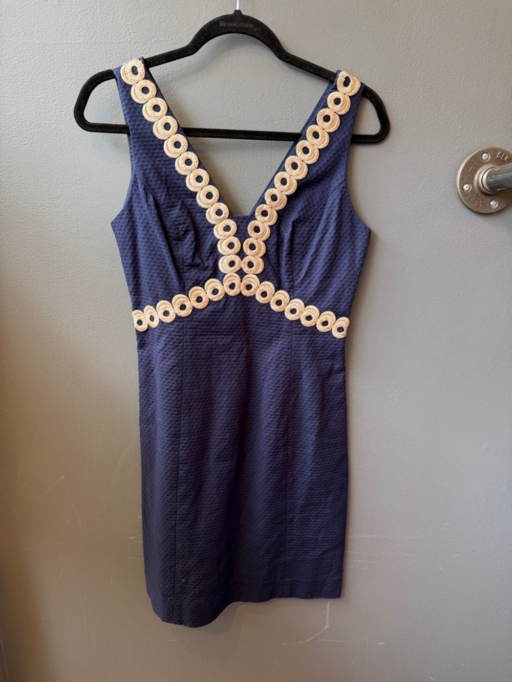 Lilly Pulitzer Navy Sleeveless Dress with Cream Crochet Trim